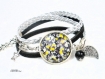 Bracelet tréssé argenté gris noir jaune br826 