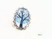 Bague arbre de vie bleu dentelle ajustable ba139 