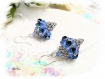 Boucles d'oreilles bleues en perles de verre tissées -bo471 
