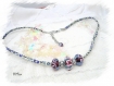 Collier ras de cou liberty bleu perles verre artisanales lampwork co653 