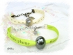 Lot de 2 bracelets fluo ruban "petite plume" et "coeur" br773 
