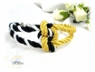 Bracelet mixte noeud marin noir doré *br738 