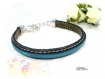  bracelet mixte cuir veritable gris et bleu br741