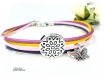  bracelet mixte cuir multitours fins rose violet br740