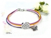  bracelet mixte cuir multitours fins rose violet br740