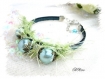  bracelet en cuir turquoise fourrure et perles br736