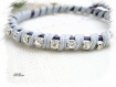  bracelet tressé violet gris strass coeur br735