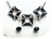 Collier noir et argent perles artisanales *creation unique co613 
