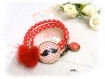 Bracelet "moustache" rouge a pois blancs liberty rouge a pois co606
