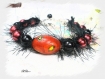 Bracelet tressé shamballa fourrure noir/rouge br647