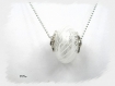 Collier long perle verre soufflé blanc co549