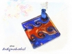 Collier bleu et orange verre facon murano co489 