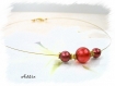 Collier mariage/ceremonie ras de cou en perles de verre nacrées rouges 