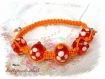 Bracelet shamballa tréssé rouge orange br525