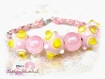 Bracelet rose perles de verre et coton tressé *br524
