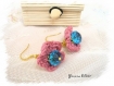 Boucles d'oreilles fleurs tricot rose et bleu **yonina bo327* 
