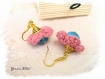 Boucles d'oreilles fleurs tricot rose et bleu **yonina bo327* 