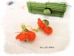 Boucles d'oreilles fleurs tricot orange et vert **brunella bo321* 
