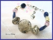Bracelet bleu et gris artisanal unique **cinnia br465* 