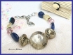 Bracelet bleu et gris artisanal unique **cinnia br465* 