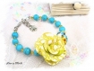  bracelet unique turquoise et fleur fimo noemie br480