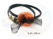 Bracelet cuir noir sur mesure ceramique orange* kallia br449** 