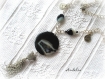 Collier agate noire et pompon argenté* audelia* 