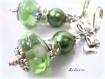Boucles d'oreilles perles de verre strass vert*lidwine* 