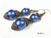Boucles d'oreilles style oriental verre nacré bleu sah 