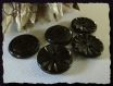 6 boutons noir avec décor strié * 18 mm * 2 trous * 1,8 cm black button mercerie 