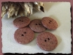 6 boutons vieux rose * 23 mm * 2 trous * 2,3 cm brown button aspect granité 