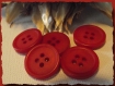 7 boutons rouge mat * 18 mm pied 1,8 cm button mercerie 