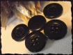 6 boutons noir mat * 18 mm * 4 trous * 1,8 cm black button mercerie 