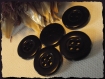 6 boutons noir mat * 18 mm * 4 trous * 1,8 cm black button mercerie 