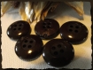 6 boutons marron foncé mat et brillant * 18 mm * 4 trous * 1,8 cm button mercerie 
