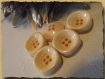 6 boutons carré beige uni * 16 / 18 mm * 4 trous * 1,8 cm button mercerie 