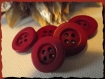 6 boutons rouge grenat acajou * 18 mm * 4 trous * 1,8 cm button mercerie 