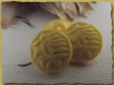 6 boutons jaune pastel motif feuillage * 14 mm 1,4 cm pied queue * button 