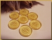 Lot 10 boutons jaune d'or transparent * 14 mm 2 trous 14 cm button mercerie 