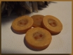 6 boutons orange rouille texture rugueuse * 18 mm * 2 trous 1,8 cm 