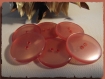 6 boutons rose translucide 23 mm * 2 trous * 2,3 cm pink button 