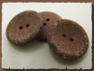 6 boutons marron rouge mat * 23 mm * 2 trous * 1,8 cm brown button aspect papier 