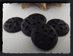 Lot 6 boutons noir ajouré * 19 mm * 2 trous * 1,9 cm * black button 