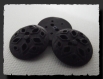 Lot 6 boutons noir ajouré * 19 mm * 2 trous * 1,9 cm * black button 
