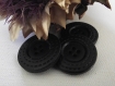 Bouton cuir noir * 27 mm 2,7 cm 4 trous * black button sewing 