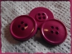 6 boutons rose fuschia * 18 mm 4 trous 1,8 cm pink button mercerie 