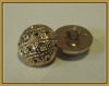 2 boutons 14 mm doré décor relief à queue 1,4 cm button mercerie 