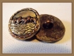 2 boutons aspect vieil or * à queue * 2,1 cm brown button 21 mm 