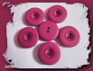 Lot 6 boutons 23 mm * 2 trous * rouge carmin red button * mercerie 2,3 cm 