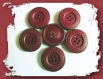 Bouton cuir rouge acajou * 27 mm 2,7 cm 4 trous * button sewing carmin cerise 